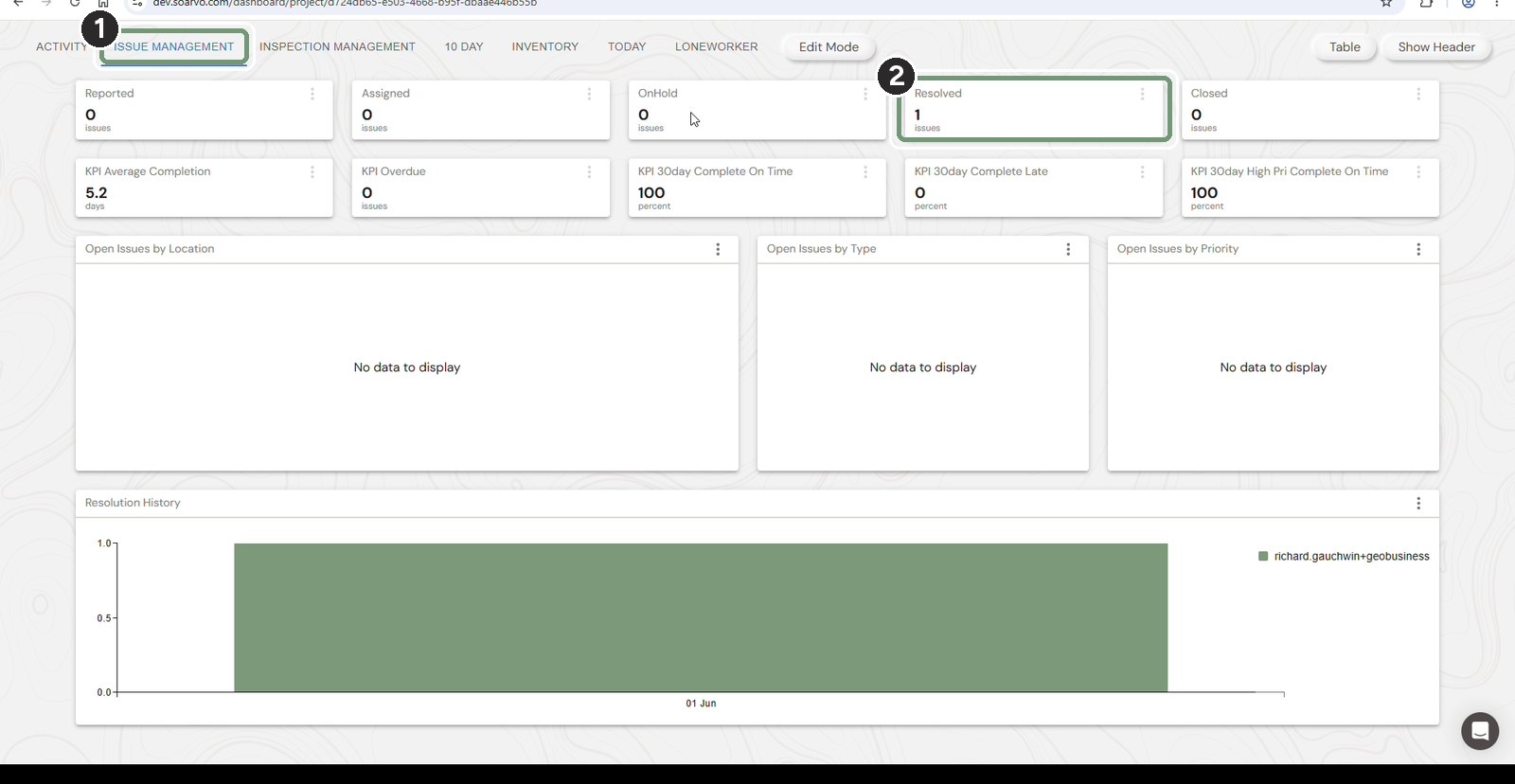 Step 1: Open Issue Management